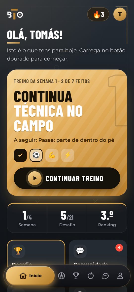 O treino de hoje
